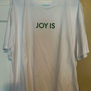 Kate Spade White Tee with Green 'JOY IS' Print